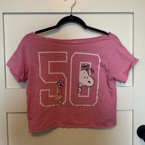 Hollister Off the shoulder crop Snoopy Graphic Women's Tee